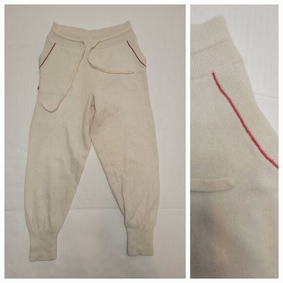 Bamford Jogger Pants Womens Sz Small 100%Cashmere Lounge Drawstring Sand - Picture 1 of 7